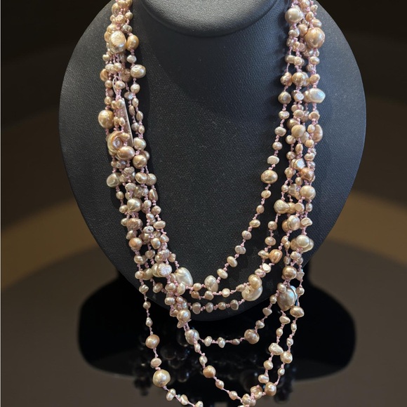 Pink Multi-Strand Pearl Necklace - Picture 1 of 2